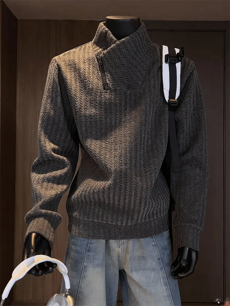 Men's Thickened Zipper Collar Hoodie — Heavyweight Autumn Winter Top