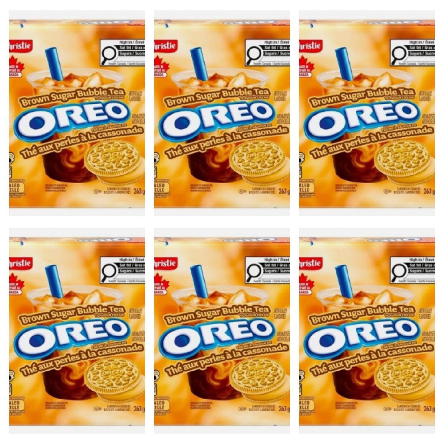 Oreo Brown Sugar Boba Tea Flavor - 6 x 263g Family Size Packs (56 ch)