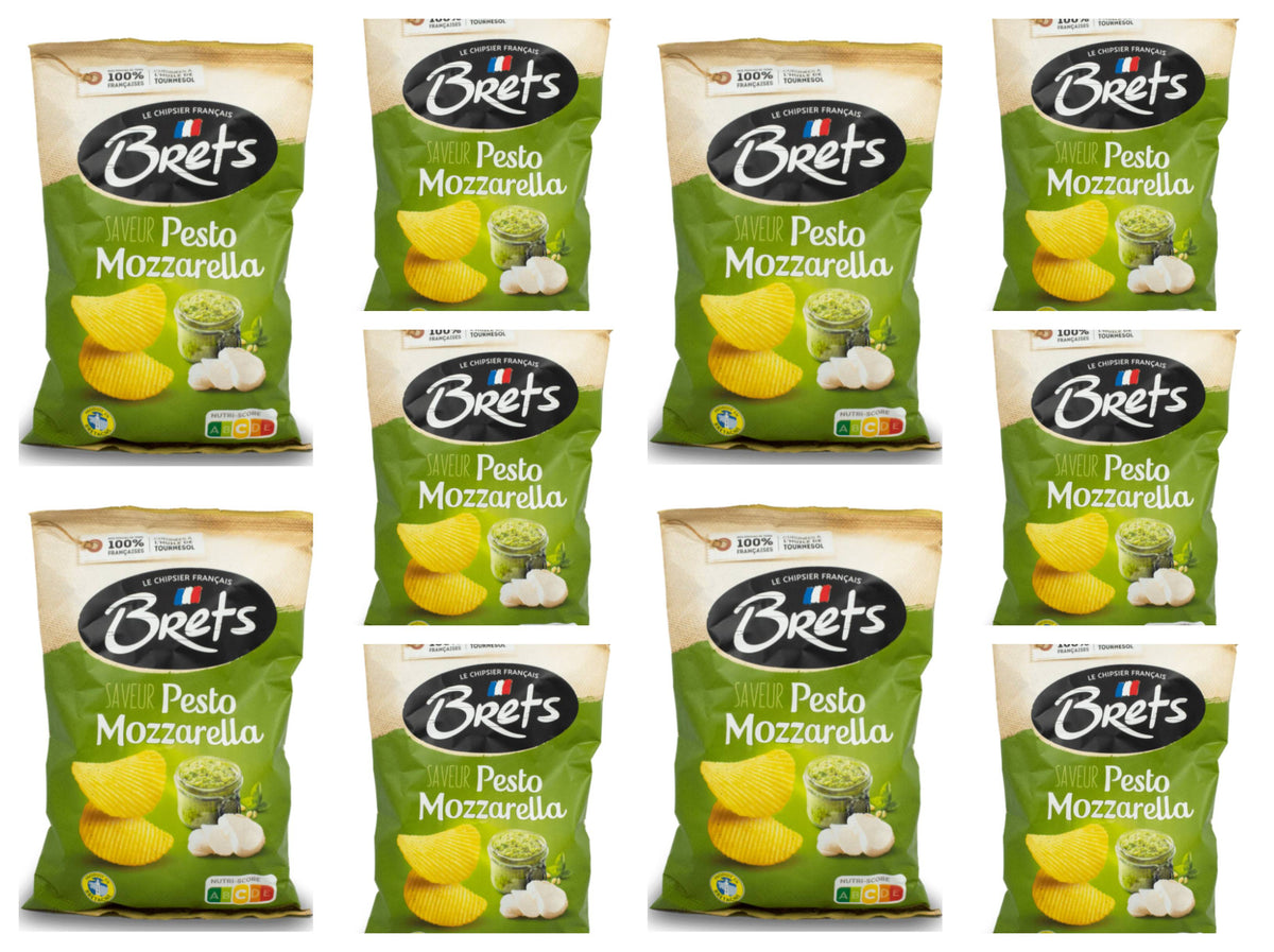 10 Count Bret’s Pesto Mozzarella Flavoured Potato Chips – Gourmet French Crisps – Free Shipping