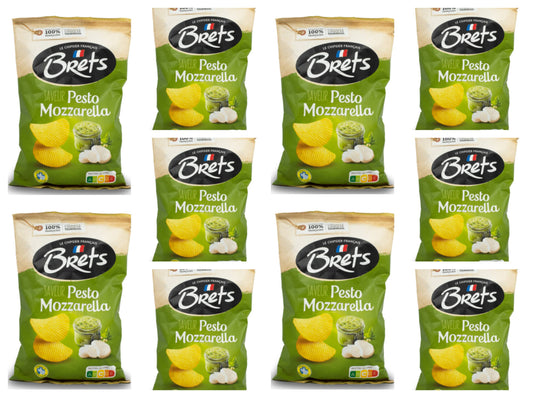 10 Count Bret’s Pesto Mozzarella Flavoured Potato Chips – Gourmet French Crisps – Free Shipping