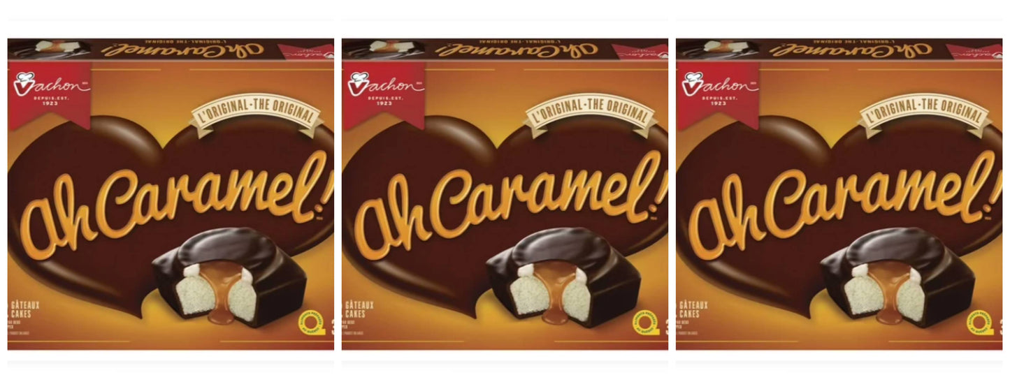 Vachon Ah Caramel The Original Cakes 336g – 3 Pack Caramel Filled Snack Cakes – Free Shipping