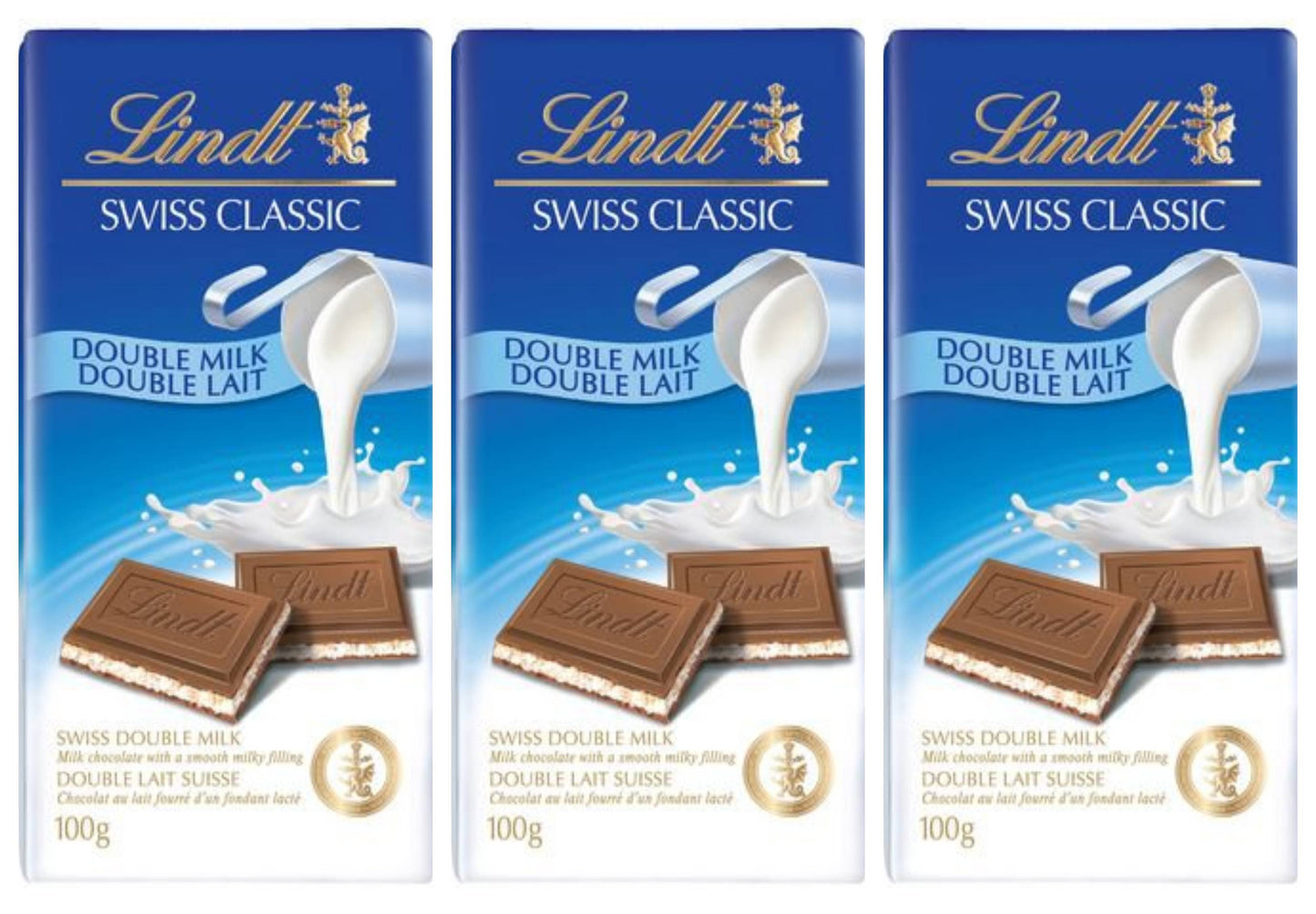 Lindt Swiss Classic Double Milk Chocolate Bar 100g X 3 From Canada – Free Shipping