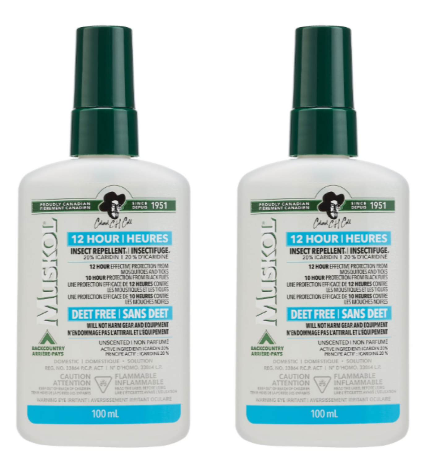 Muskol® BackCountry 12-Hour DEET-Free Pump Spray – 100ml High-Performance Repellent X2