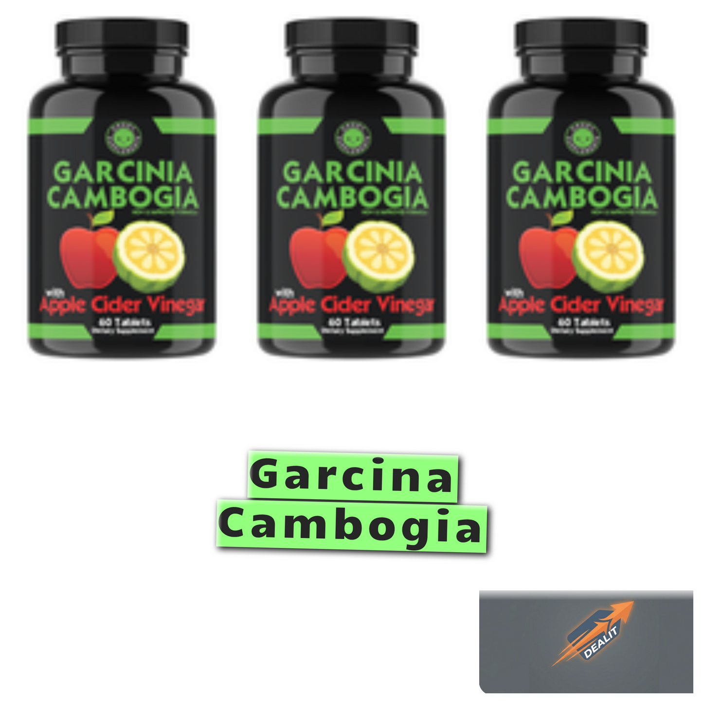 THE Best  Weight Loss Garcinia Cambogia w. Apple Cider Vinegar Fat Burner (3-PK)