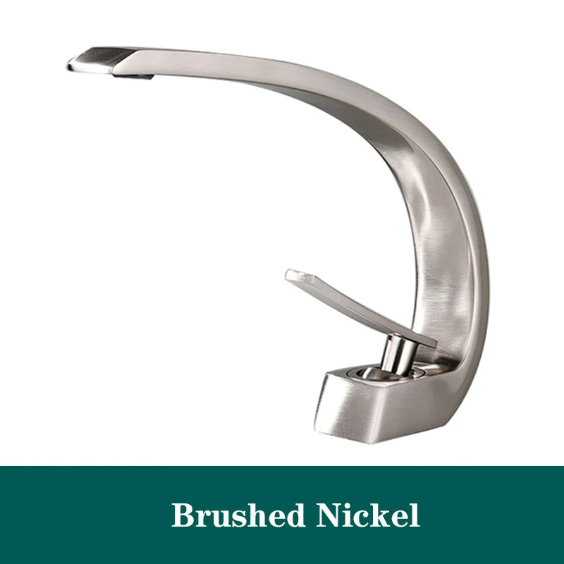 Bathroom Basin Faucet Deck Mount Hot & Cold Water Mixer Tap – Creative Curved Design | Free Shipping