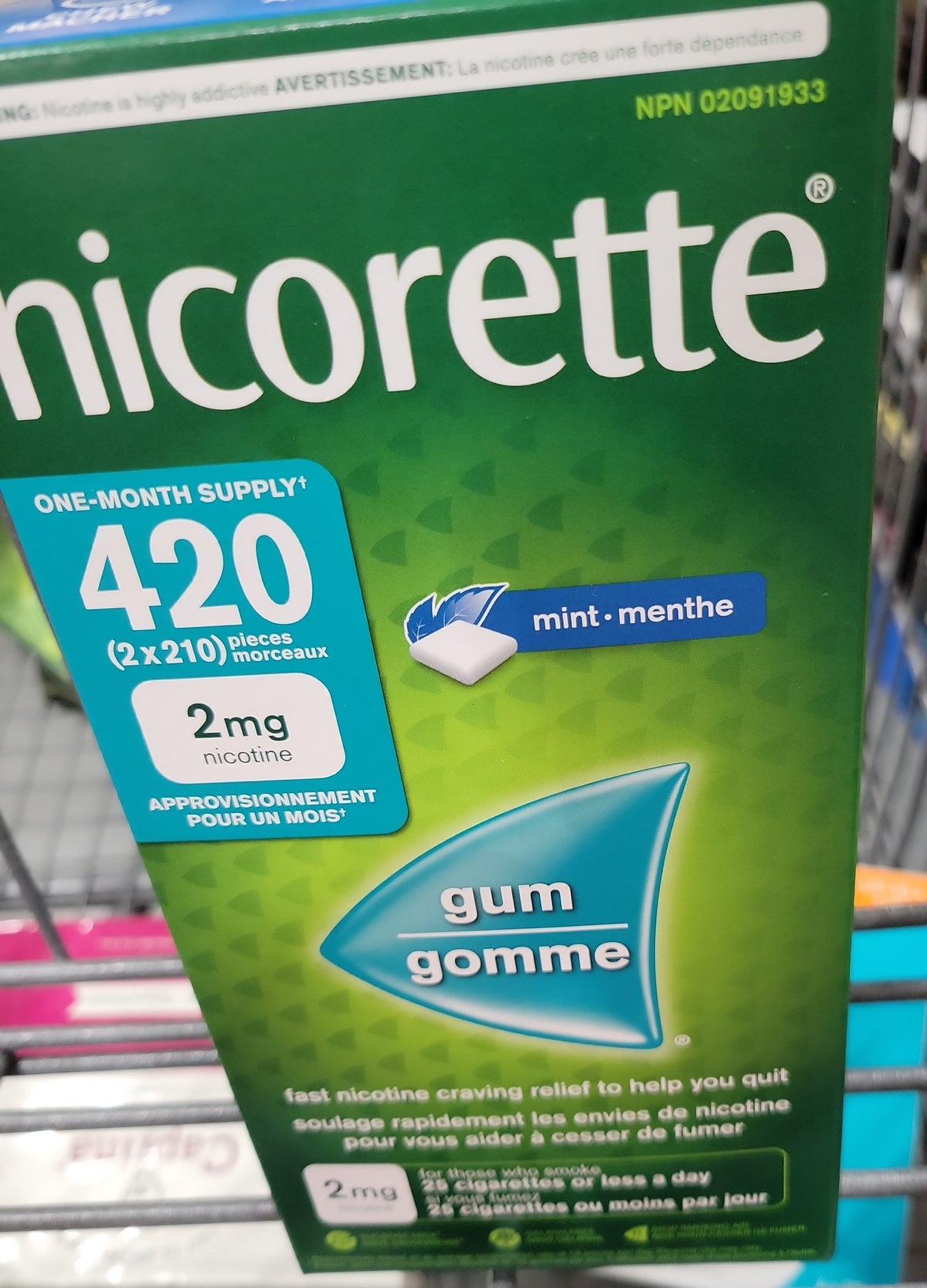 Nicorette Nicotine Ultra Fresh Mint Gum 2mg – 420 Pieces Value Size Smoking Cessation Aid Free Shipping (Copie)