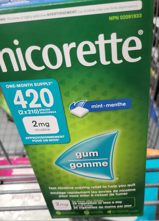 Nicorette Nicotine Ultra Fresh Mint Gum 2mg – 420 Pieces Value Size Smoking Cessation Aid Free Shipping (Copie)