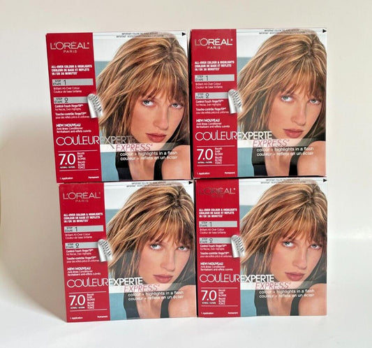 4x L’Oréal Couleur Experte Express Hair Color 7.0 Biscotti Dark Blonde – Salon Style Color & Highlights – Free Shipping