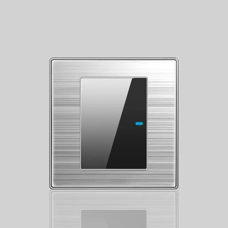 Wall LED Light Universal Switch Stainless steel Panel,EU UK USB Type-c 18W Fast Charging Plug socket 1 2 3 Gang 1 2 Way switch
