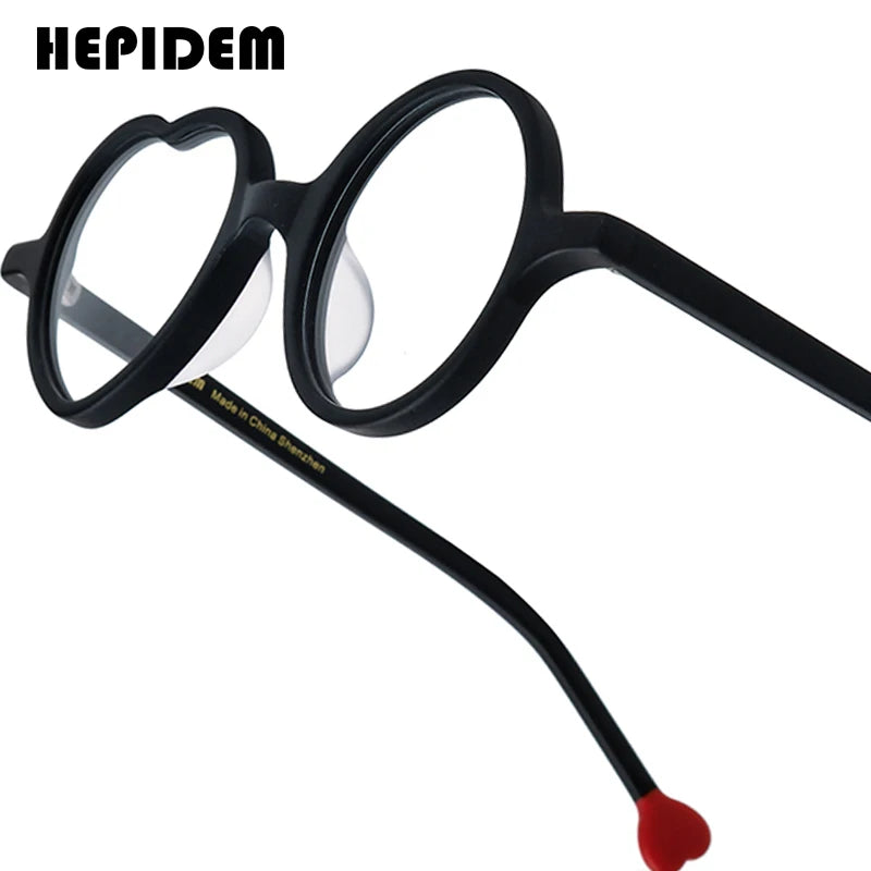 HEPIDEM   Multicolor Acetate Eyeglass Frames | Round Heart Design | Unisex Optical Spectacles | FREE SHIPPING 👓✨