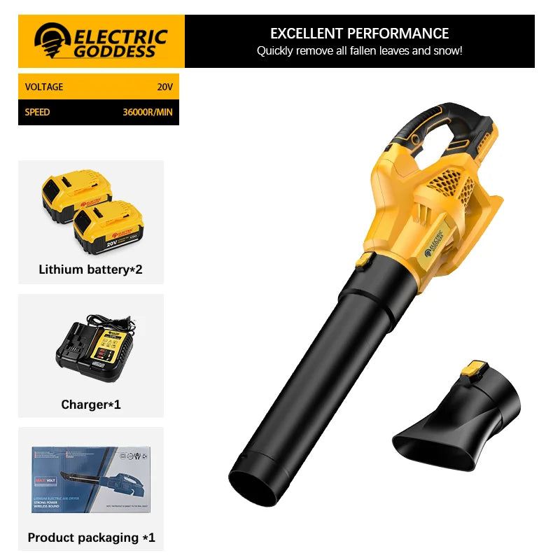 Electric Goddess Cordless Brushless Air Blower – Powerful Jet Turbo Leaf Blower for DeWalt 20V Batteries
