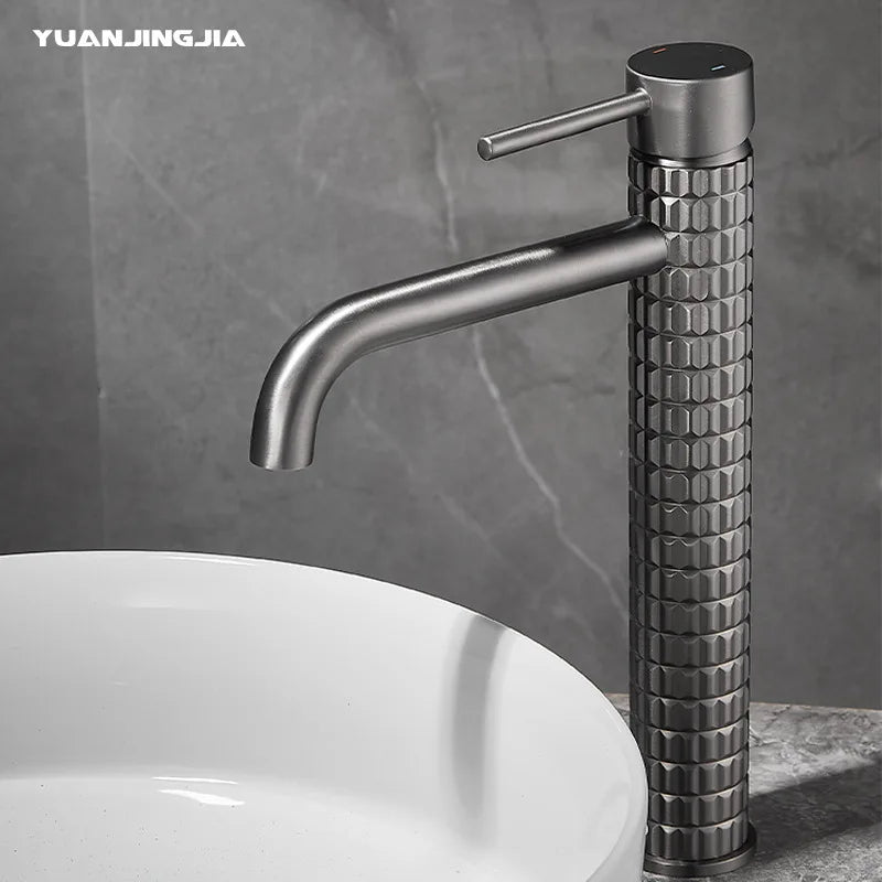 Brushed Gold All Copper Light Luxury Basin Faucet | Hot & Cold Bathroom Washbasin Tap | Free Shipping