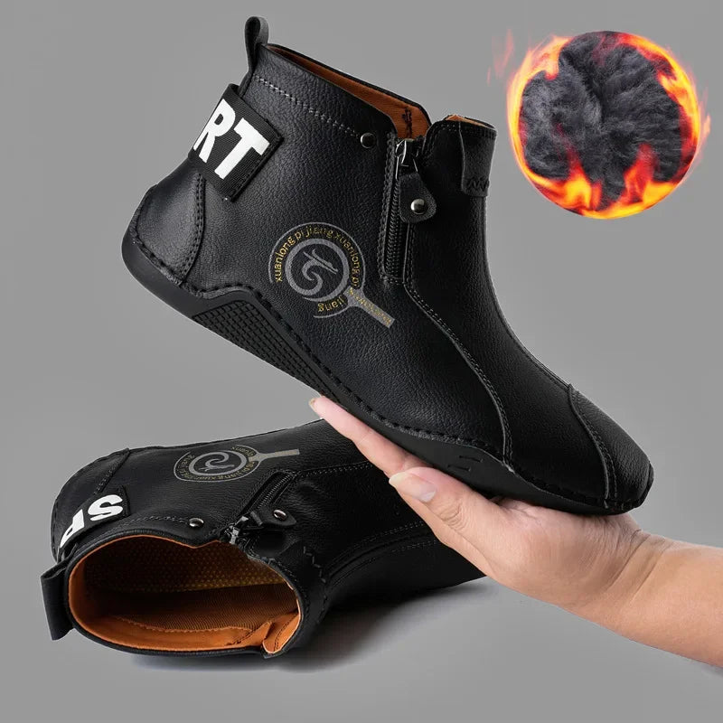 Men's British Retro Short Boots — Flat Bottom Business Casual Outdoor Shoes