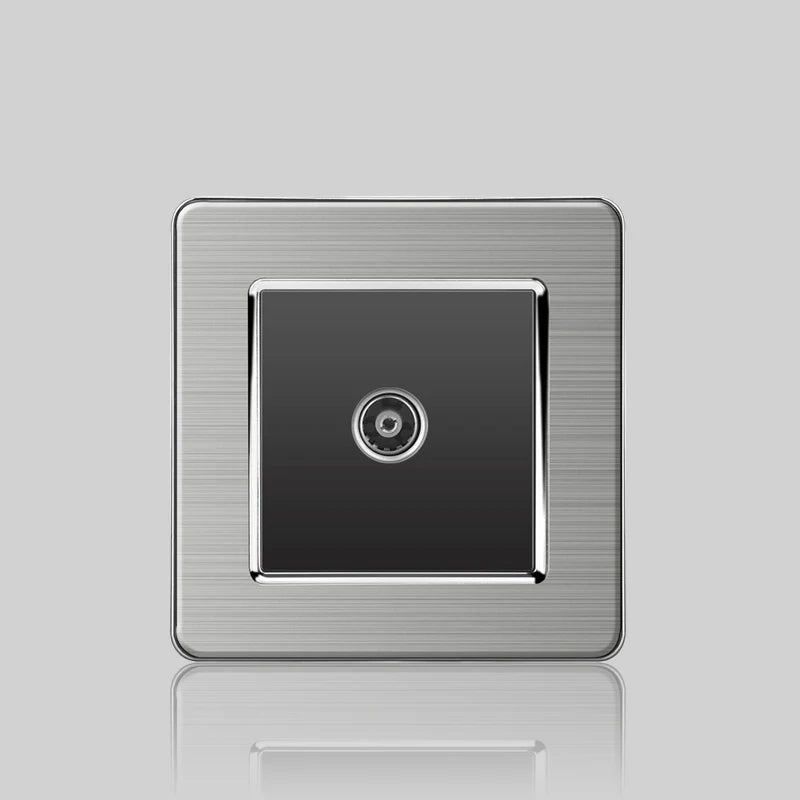 Wall LED Light Universal Switch Stainless steel Panel,EU UK USB Type-c 18W Fast Charging Plug socket 1 2 3 Gang 1 2 Way switch