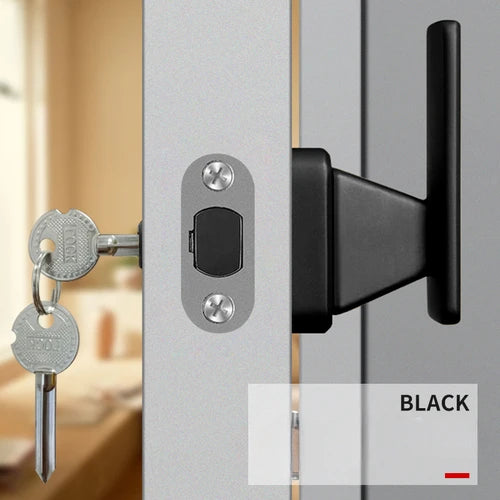 Invisible Single-Side Door Handle Lock with Key — Hidden Wooden Door Hardware