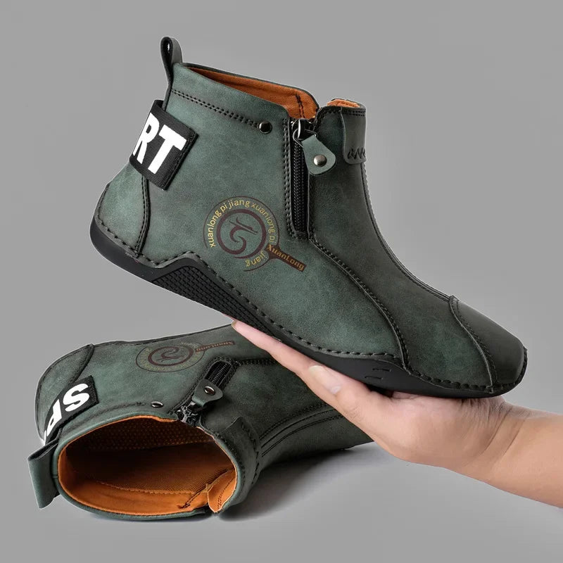 Men's British Retro Short Boots — Flat Bottom Business Casual Outdoor Shoes