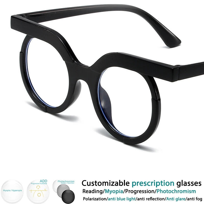 Round Owl Style Blue Light Glasses | Unisex Clear Optical Frames | Prescription Customizable Eyewear   FREE SHIPPING 👓✨