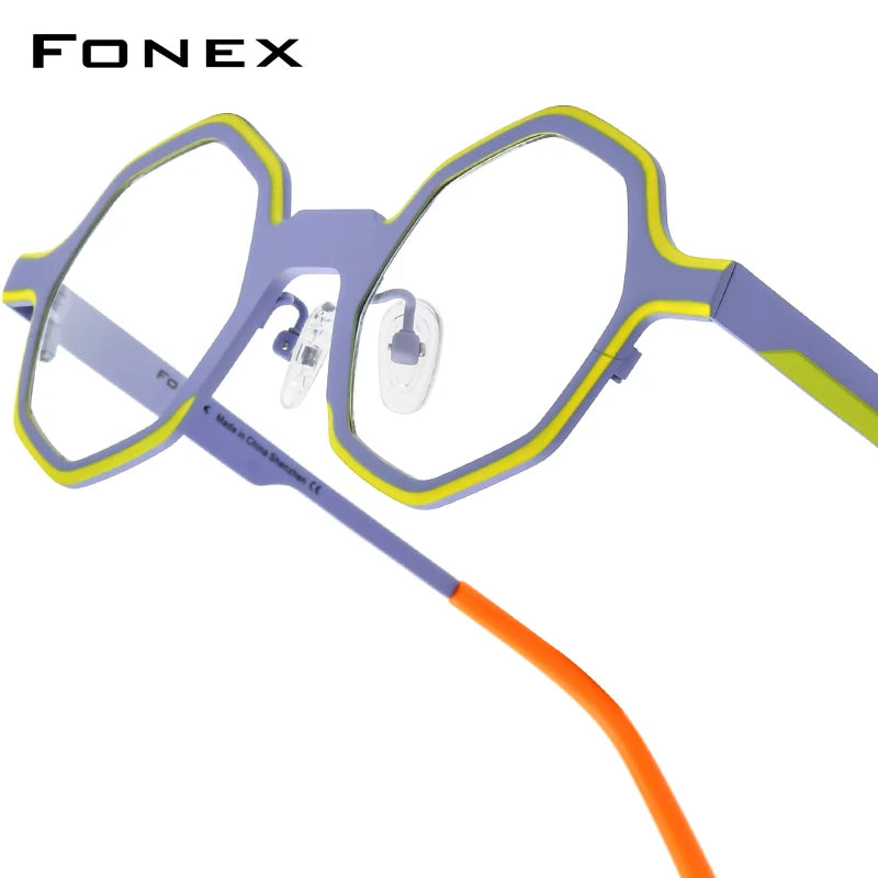 FONEX Women's Pure Titanium Eyeglasses 85849 | Retro Polygon Round Frames | Ultralight Vintage Japanese Eyewear | FREE SHIPPING 👓✨