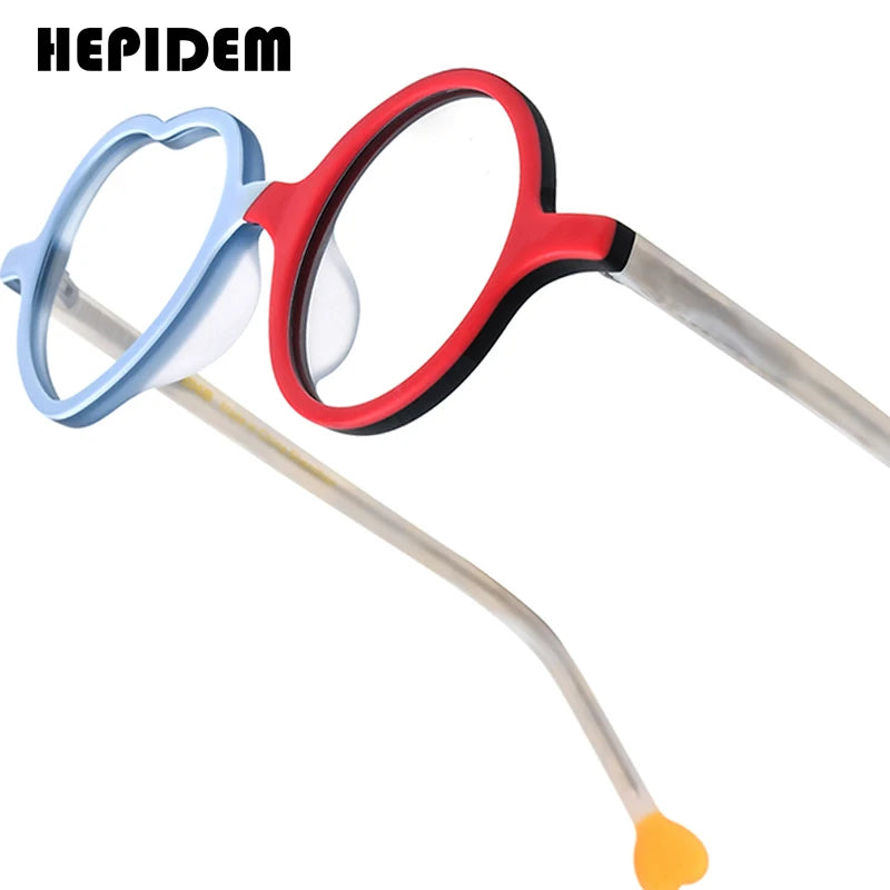 HEPIDEM   Multicolor Acetate Eyeglass Frames | Round Heart Design | Unisex Optical Spectacles | FREE SHIPPING 👓✨