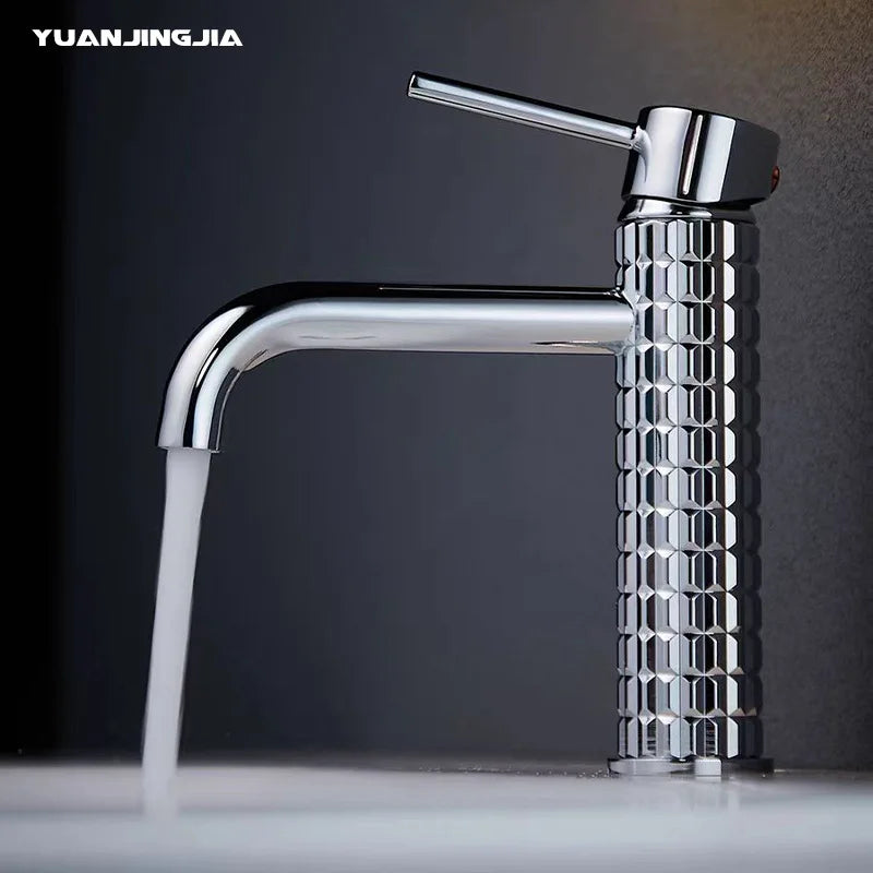 Brushed Gold All Copper Light Luxury Basin Faucet | Hot & Cold Bathroom Washbasin Tap | Free Shipping