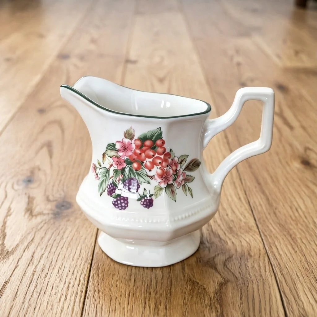 Underglaze Hand-Painted Green Octagonal Plate – Country Fruit Peach & Berry Dinnerware