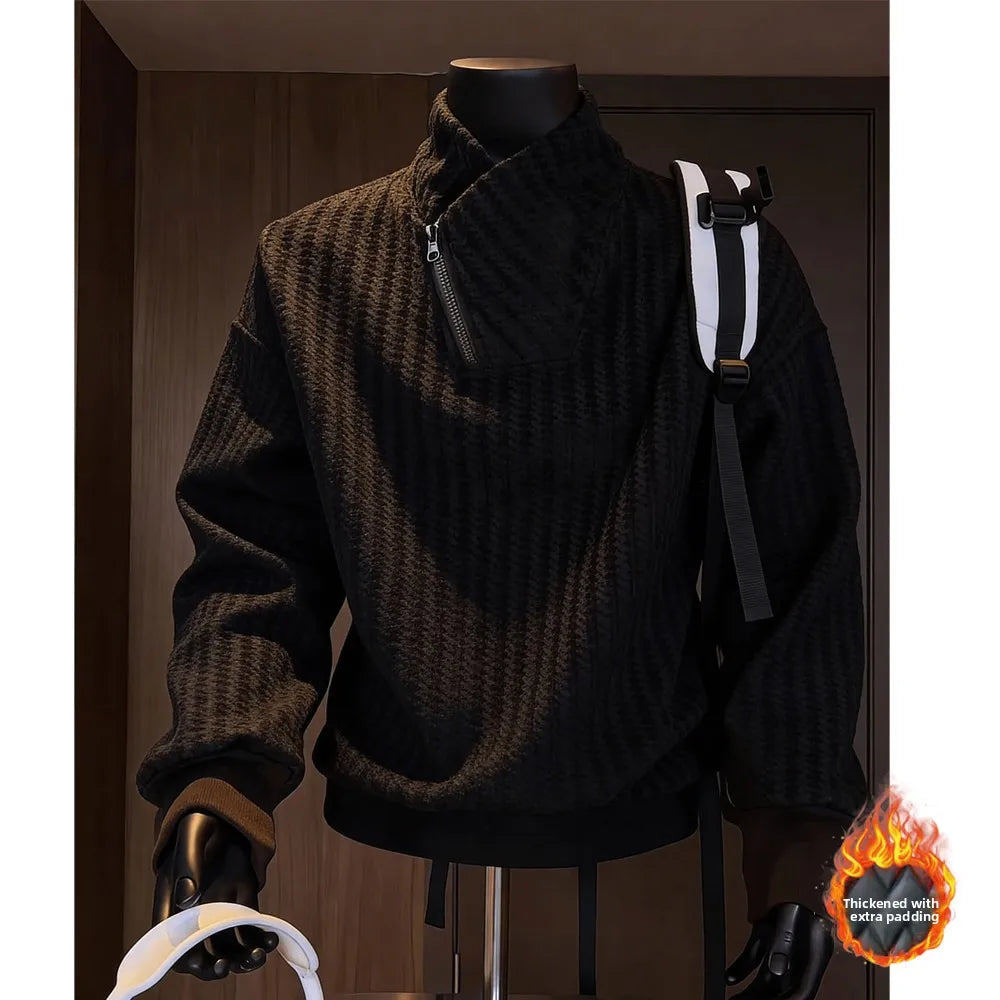 Men's Thickened Zipper Collar Hoodie — Heavyweight Autumn Winter Top