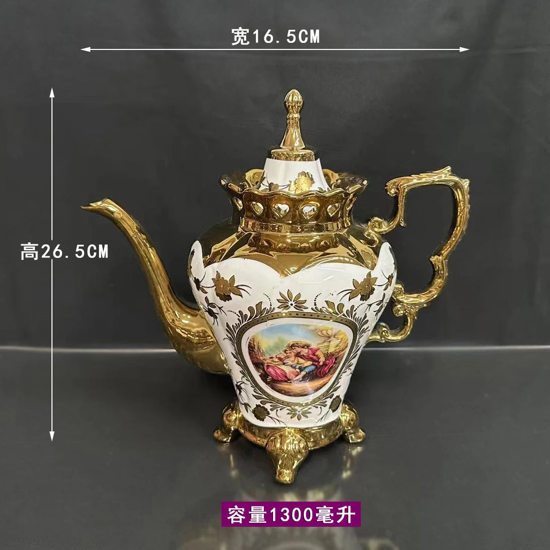 European style coffee cup set afternoon tea set European style small luxury gold-plated ceramic teapot water cup