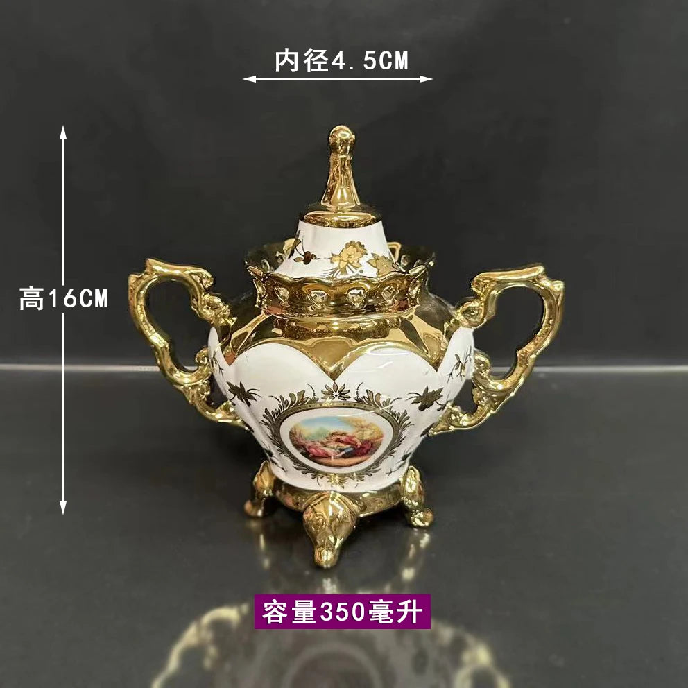 European style coffee cup set afternoon tea set European style small luxury gold-plated ceramic teapot water cup