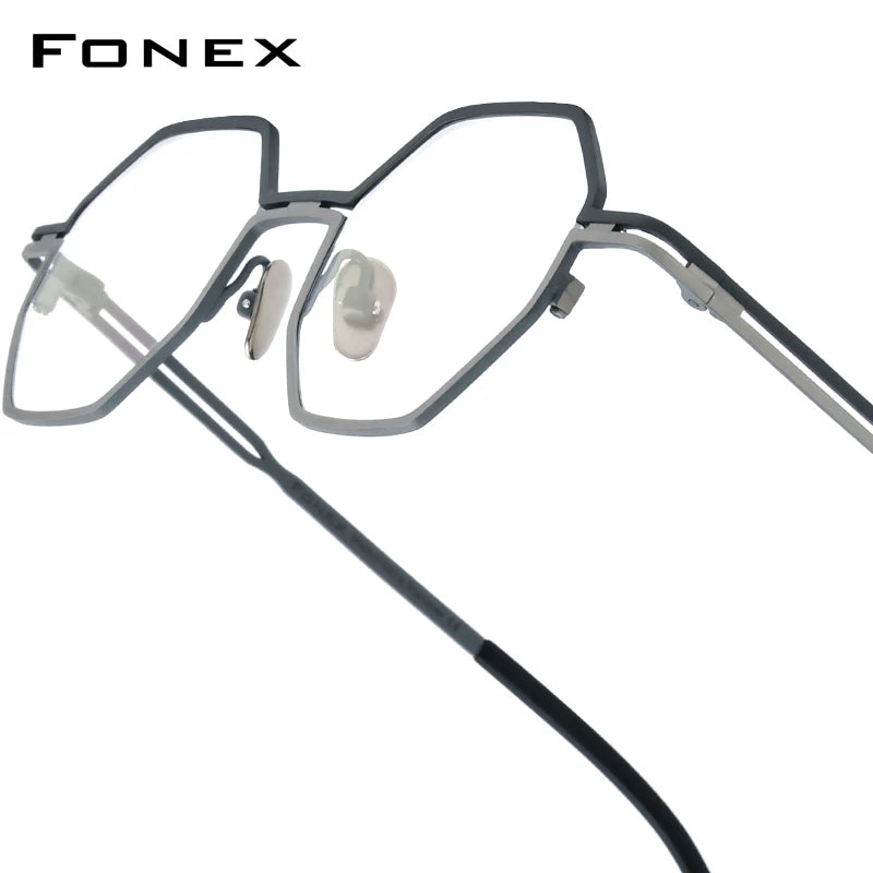 FONEX Women's Pure Titanium Eyeglasses 85849 | Retro Polygon Round Frames | Ultralight Vintage Japanese Eyewear | FREE SHIPPING 👓✨