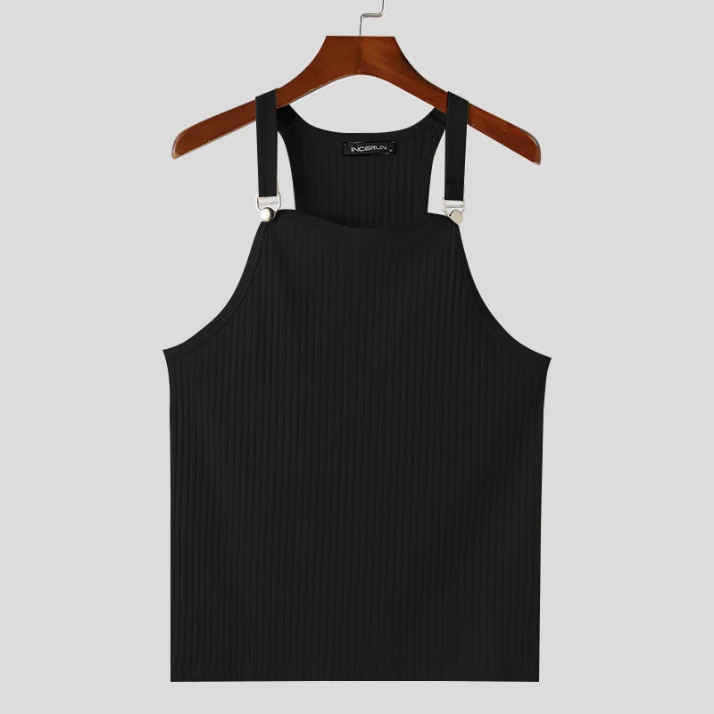 INCERUN Men's Knitted Tank Top | Solid Color Button Sleeveless Vest | Summer Streetwear Casual Fitness Fashion | FREE SHIPPING