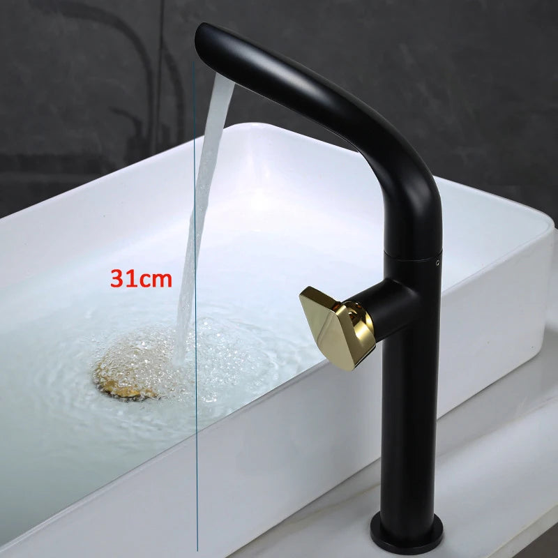 Brushed Gold Basin Faucet Brass Bathroom Faucet Mixer Tap Gold Wash basin Faucet Single Handle Hot & Cold Lavotory Faucet