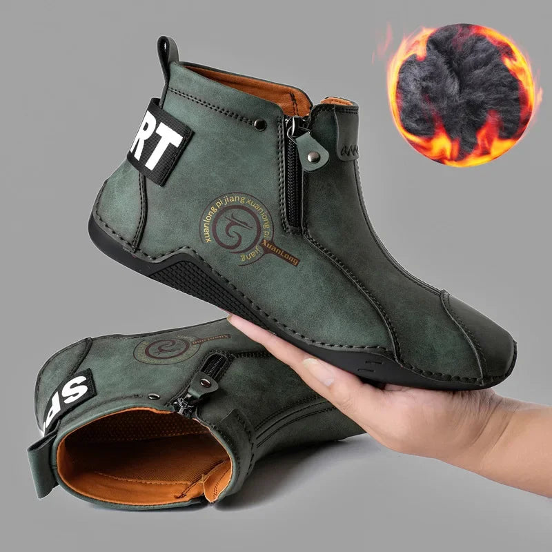 Men's British Retro Short Boots — Flat Bottom Business Casual Outdoor Shoes