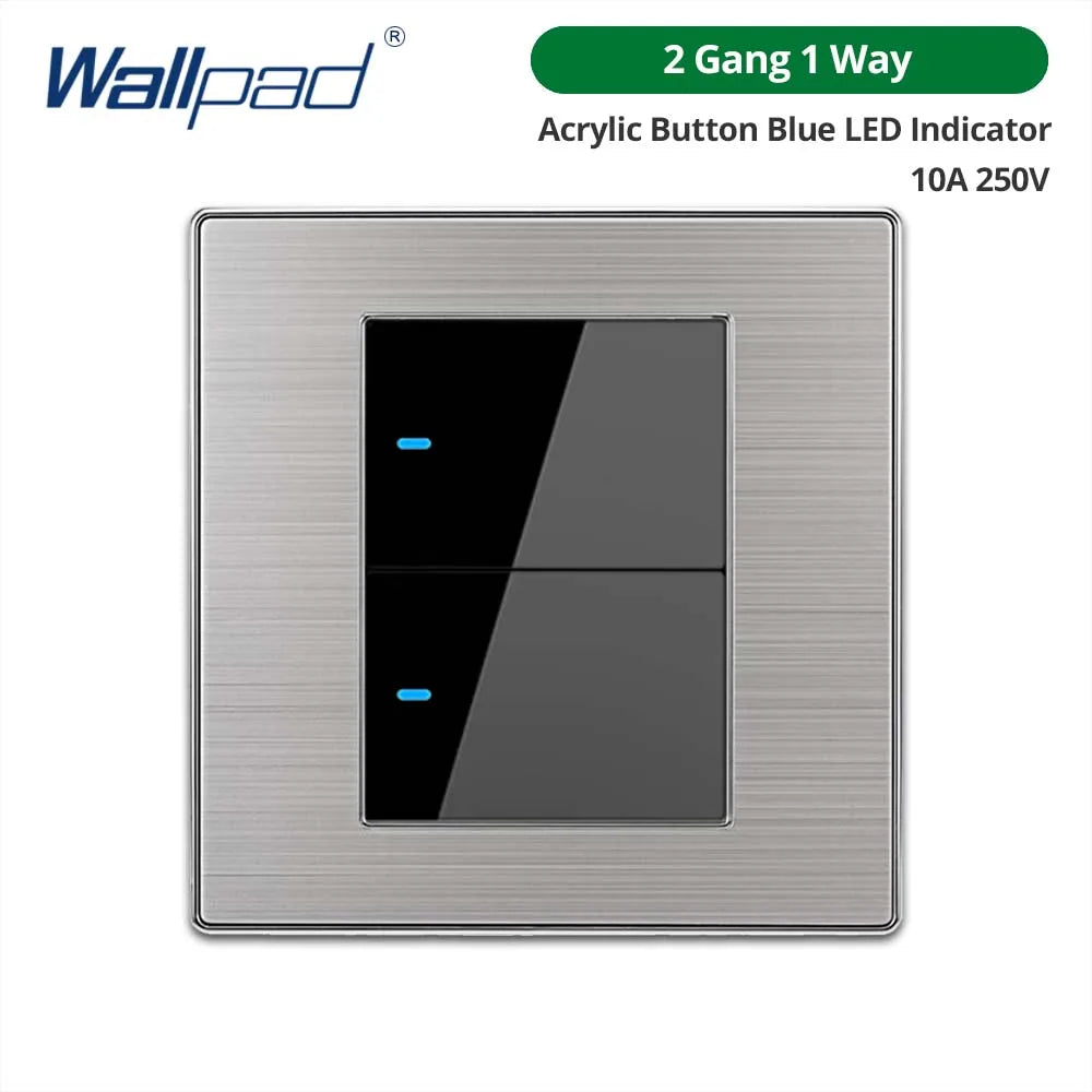 Wallpad LED Light Switch Wall Switches Stainless steel Panel Sockets One-side Click Acrylic Button Interrupteur AC110~250V