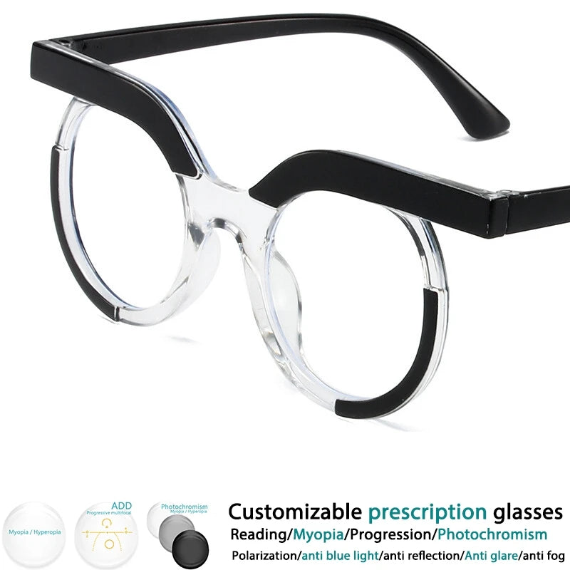 Round Owl Style Blue Light Glasses | Unisex Clear Optical Frames | Prescription Customizable Eyewear   FREE SHIPPING 👓✨