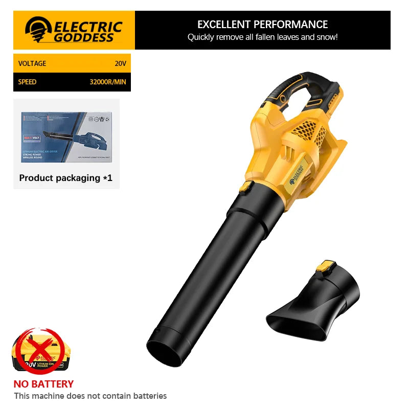 Electric Goddess Cordless Brushless Air Blower – Powerful Jet Turbo Leaf Blower for DeWalt 20V Batteries