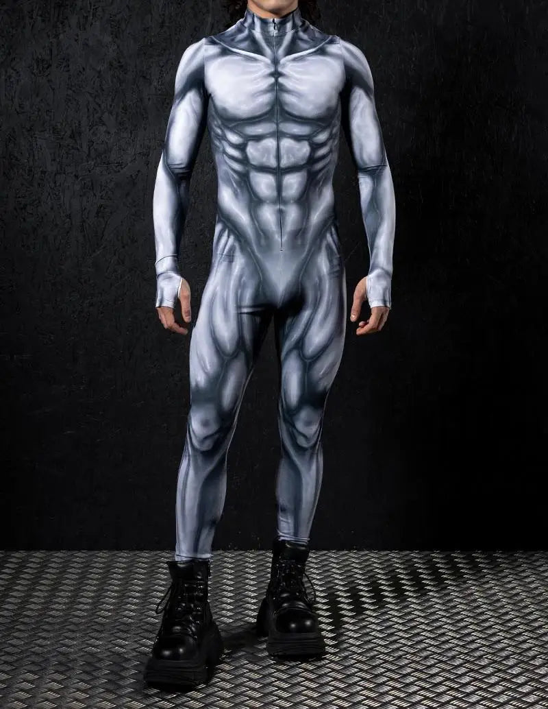 Men's Black Cyberpunk Cosplay Jumpsuit — Elastic Steampunk Costume Romper