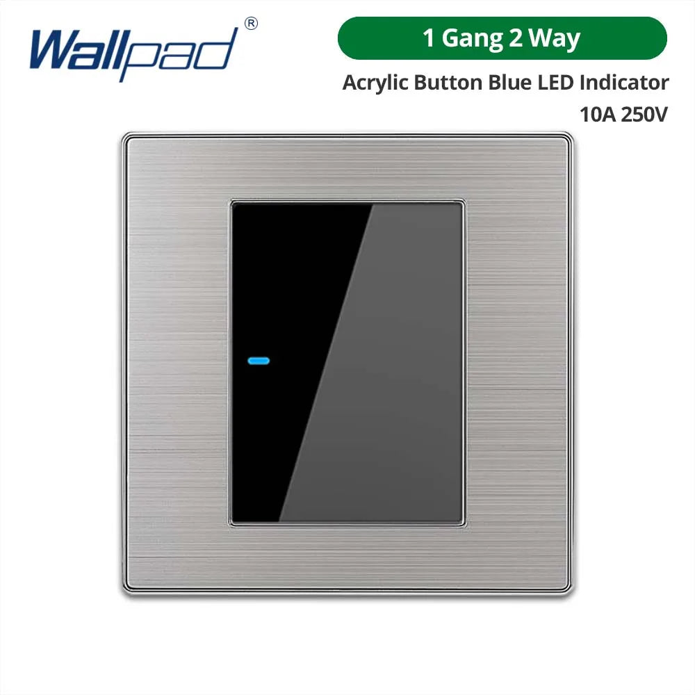 Wallpad LED Light Switch Wall Switches Stainless steel Panel Sockets One-side Click Acrylic Button Interrupteur AC110~250V