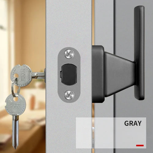 Invisible Single-Side Door Handle Lock with Key — Hidden Wooden Door Hardware