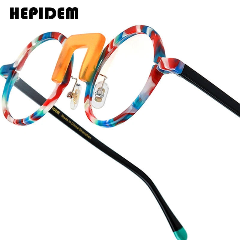 HEPIDEM   Multicolor Acetate Eyeglass Frames | Round Heart Design | Unisex Optical Spectacles | FREE SHIPPING 👓✨