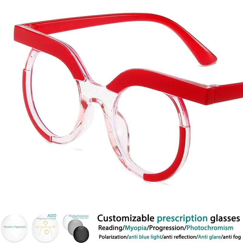 Round Owl Style Blue Light Glasses | Unisex Clear Optical Frames | Prescription Customizable Eyewear   FREE SHIPPING 👓✨