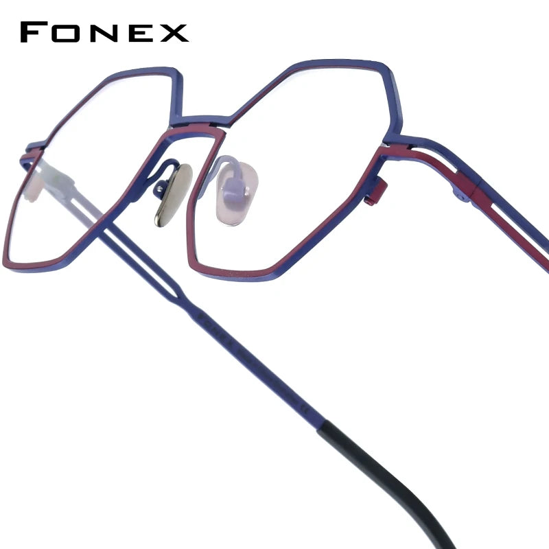 FONEX Women's Pure Titanium Eyeglasses 85849 | Retro Polygon Round Frames | Ultralight Vintage Japanese Eyewear | FREE SHIPPING 👓✨