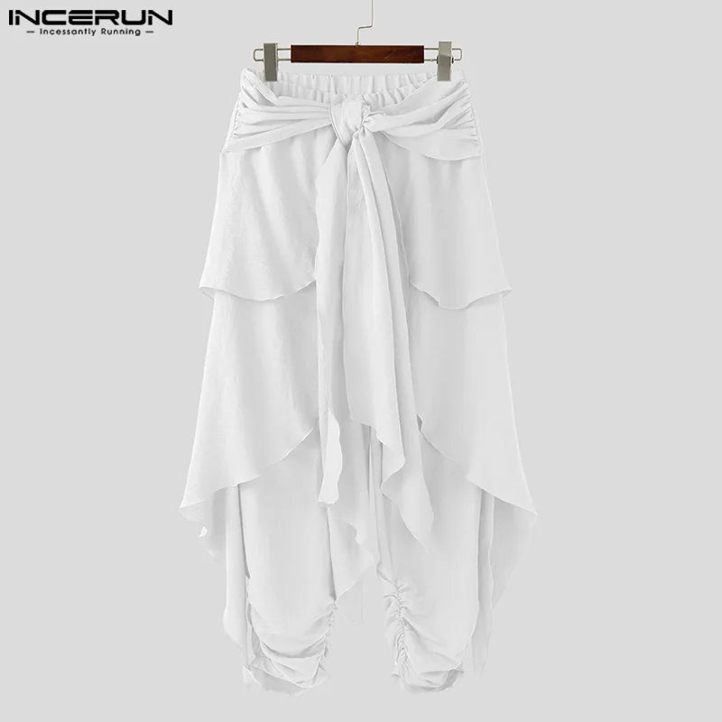 INCERUN Men’s Harem Pants – Pleated Oversized Casual Trousers, Summer Streetwea