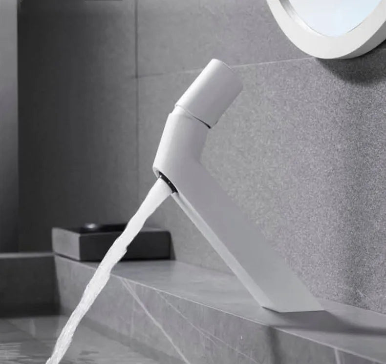 Bathroom  Mixing Faucet Creative Design Brushed Gold Cold And Hot Basin Faucets One Hole Sink Metal Tap Accessories Bath