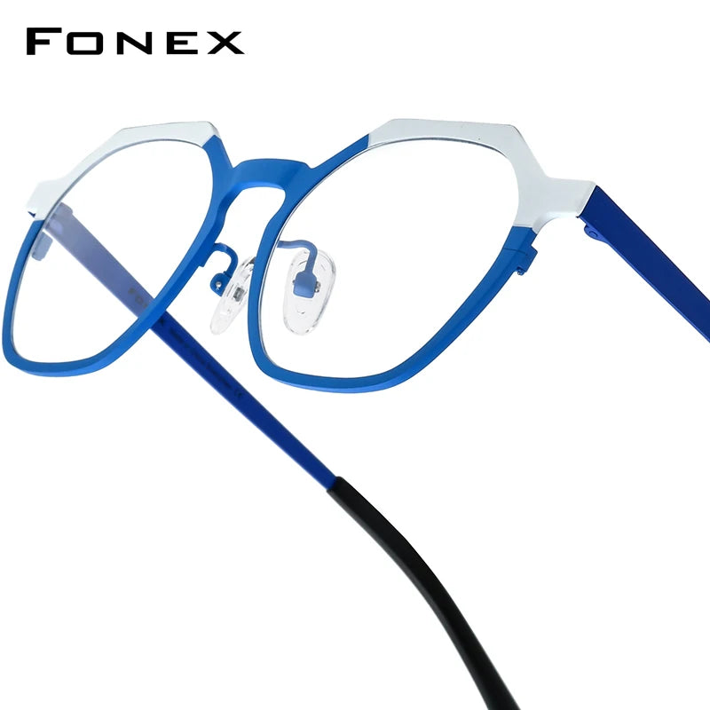FONEX Women's Pure Titanium Eyeglasses 85849 | Retro Polygon Round Frames | Ultralight Vintage Japanese Eyewear | FREE SHIPPING 👓✨