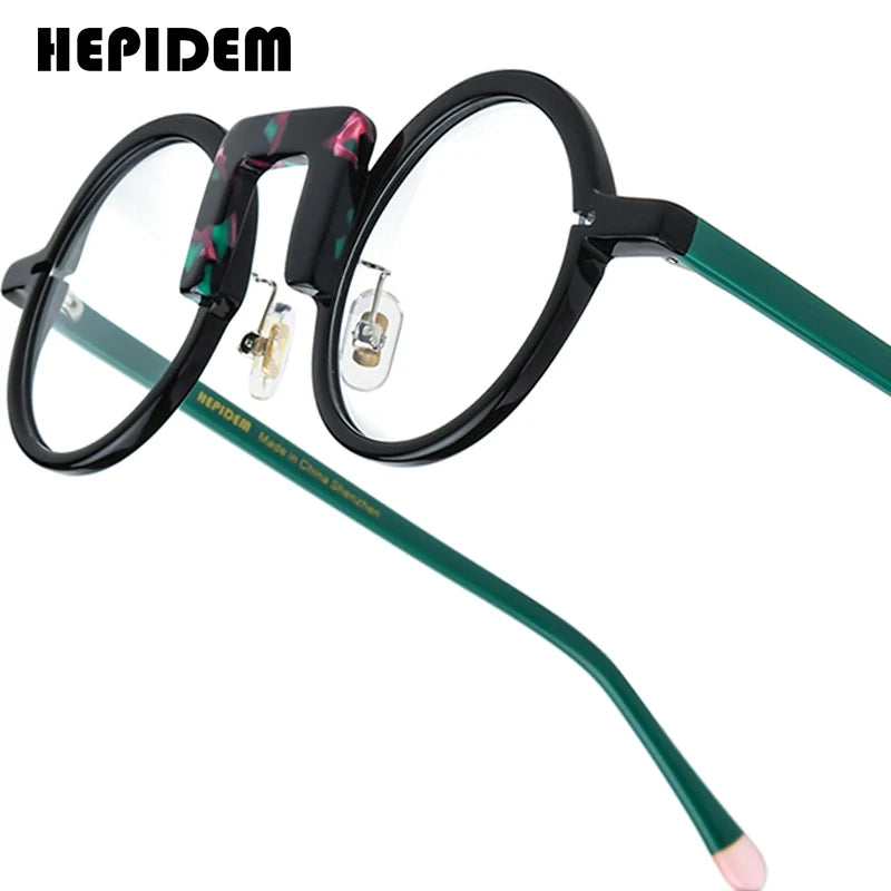 HEPIDEM   Multicolor Acetate Eyeglass Frames | Round Heart Design | Unisex Optical Spectacles | FREE SHIPPING 👓✨