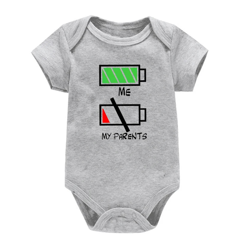 Girls Boys Funny Me Vs My Parents Graphic Infant Cotton Jumpsuit Fashion Funny Parents Low Battery Full Energy Baby Clothing