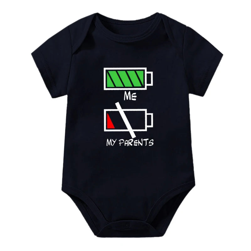 Girls Boys Funny Me Vs My Parents Graphic Infant Cotton Jumpsuit Fashion Funny Parents Low Battery Full Energy Baby Clothing