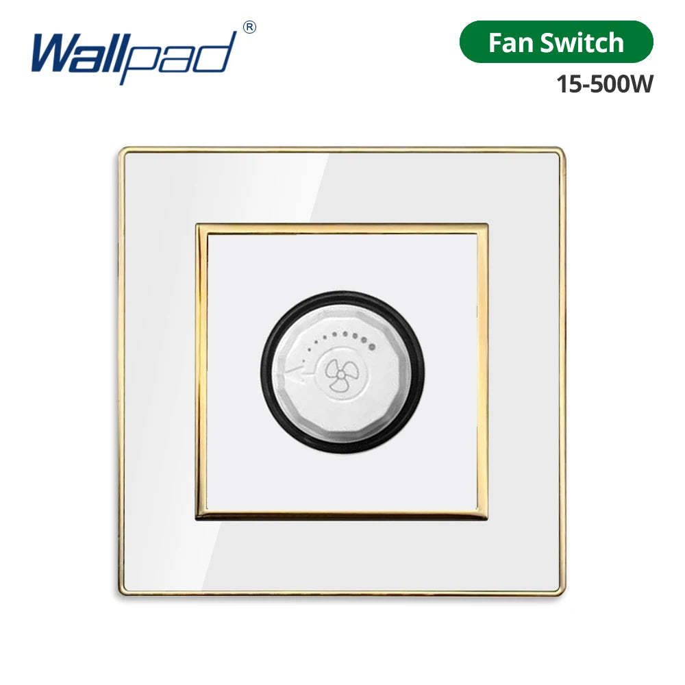Wallpad White Acrylic Panel With Gold Border 2 Way Wall Light Switch With LED Indicator EU Electric Outlet With USB