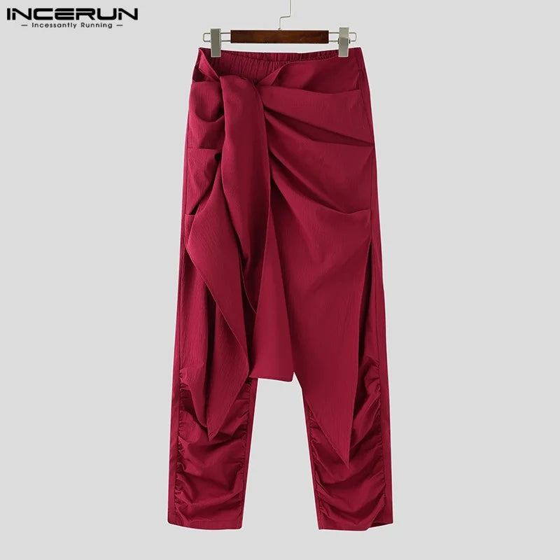 INCERUN Men’s Harem Pants – Pleated Oversized Casual Trousers, Summer Streetwea
