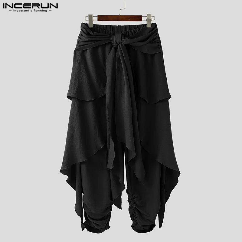 INCERUN Men’s Harem Pants – Pleated Oversized Casual Trousers, Summer Streetwea